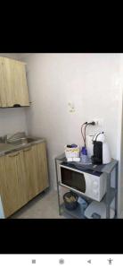 巴里La casetta Diele的厨房里有水槽和微波炉 更多8张照片