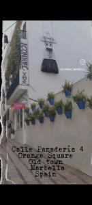 een gebouw met potplanten aan de zijkant bij Big and cozy apartment with a big terrace in the center of the old town with AC from 2024 summer season in Marbella