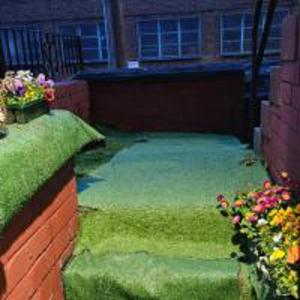 a garden with grass and flowers in a building at Beautiful 1-Bed House in Leeds in Leeds