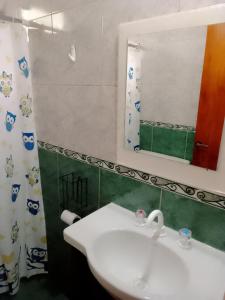 a bathroom with a white sink and a mirror at Casa Mis nietas in Perdriel