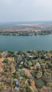 an aerial view of a body of water at Muke Village Guest House in Livingstone