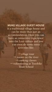 利文斯頓的住宿－Muke Village Guest House，音乐村旅馆是一座传统的乡村房屋。