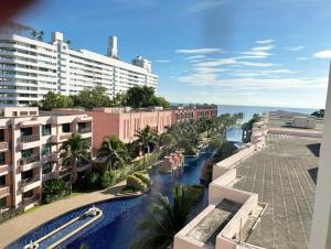 arial view of a resort with a river and buildings at Marrakesh Hua Hin condo 2 bedrooms with stunning sea view and pool view in Hua Hin