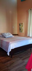 - un grand lit dans une chambre avec fenêtre dans l'établissement Temporada Casa dos Paiva, à Barreirinhas