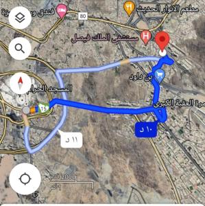 un mapa de la ruta propuesta para el ataque en عمارة سكنية مخدومة قريبه من الحرم, en La Meca