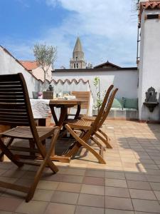 Balkón nebo terasa v ubytování Charmantes Altstadthaus mit Dachterrasse