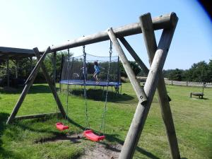 a person on a swing set in a park at Hüs Sanskiin Ferienwohnung *Eerdglüper* in Süddorf
