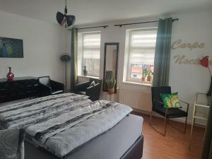 Postel nebo postele na pokoji v ubytování Brockensicht