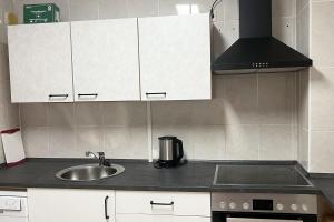 uma cozinha com um lavatório e uma bancada em Apartment in Neu-Ulm em Neu-Ulm