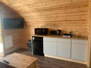 A kitchen or kitchenette at Pond View Pod 2 with Private Hot Tub - Fife - Loch Leven - Lomond Hills
