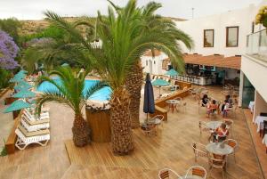 una vista aérea de un complejo con palmeras y piscina en Flora Hotel, en Gümbet