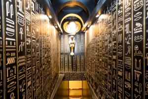 a hallway with writing on the walls of a building at Comfort Inn Giza in Cairo