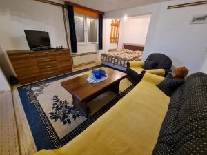 uma sala de estar com um sofá e uma mesa em Apartments Mountain Joy em Travnik