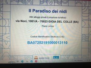 Certifikát, hodnocení, plakát nebo jiný dokument vystavený v ubytování Il Paradiso dei nidi