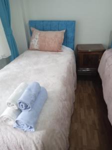 Säng eller sängar i ett rum på Hisar Apartments