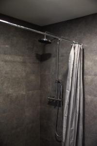 y baño con ducha y cortina de ducha. en DOURO FAMILY 2BD Apartment, en São João da Pesqueira