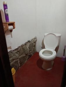 baño con aseo blanco en una habitación en Cabaña Tzanjuyu en San Juan La Laguna