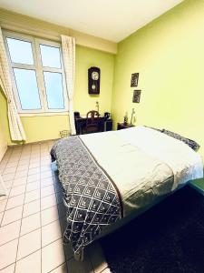 a bedroom with a large bed and a window at Chambre privée à louer in Seclin