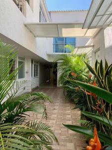 Un pasillo de una casa con plantas. en Cavas AP, en Cali