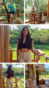 un collage de fotos de una mujer con el pelo largo en Cabaña San José PY, 