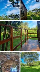 un collage de fotos con una valla y un árbol en Cabaña San José PY, 