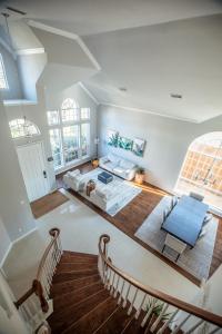 an aerial view of a living room at Elegant Executive Escape 3800 sqft 5 bedroom home in Dallas