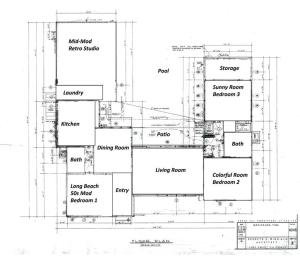 plan piętra budynku w obiekcie Bixby Beauty 50s Mod Long Beach w mieście Long Beach