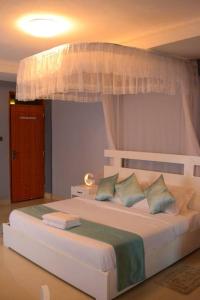 a bedroom with a bed with a canopy at The Hidden gem Near Acacia Mall, 2 BDRs in Kampala