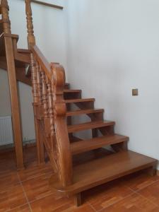 una escalera de caracol de madera en una habitación en Будинок в пейзажній місцевості, en Krivorovnya
