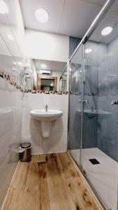 y baño con lavabo y ducha. en OTEIZA, en Madrid