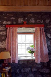 a window with a vase with a plant in it at Aldeia das Cagarras in Santo Amaro