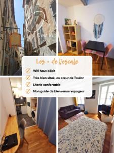 a collage of photos of a living room and a room at L'Escale - Entre Mer et Marché in Toulon