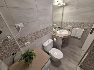 a bathroom with a toilet and a sink at MONIS ATLANTIC TERRACE in Icod de los Vinos +28 photos