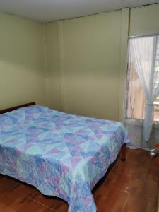 a bedroom with a bed and a window at Natural paradise in Turrialba
