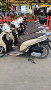 a row of motorcycles parked next to each other at Oruci Apartments in Ksamil