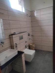 Belparāo的住宿－Great Tiger Resort，一间带水槽和卫生间的浴室