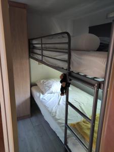 - deux lits superposés dans une chambre dans l'établissement MOBIL HOME CAMPING 3***, à Villefranche-de-Conflent