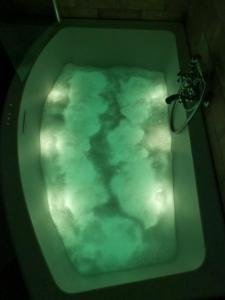 a bath tub filled with a pool of water at Villa Malvasio Retreat & Spa in Sassari