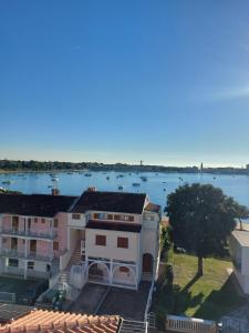 a view of a large body of water with boats at Apartments Villa Nona in Umag