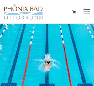 Ferienwohnung Borger في ساويرلاش: A woman swimming in a swimming pool with the words plankbad althorized