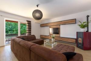 ein Wohnzimmer mit einem Sofa und einem Flachbild-TV in der Unterkunft Villa Aurora by Istrialux in Svetvinčenat