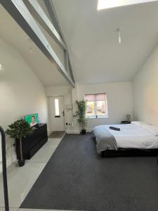 1 dormitorio con 1 cama grande en una habitación en Entire property in Downham Market, Serviced Accomodation, en Downham Market