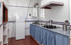 uma cozinha com um lavatório e um frigorífico em Finca El Abuelo em Lepe