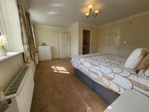 ein Schlafzimmer mit einem großen Bett in einem Zimmer in der Unterkunft Rare Contemporary 5 Bed London Home 7min - Station in Surbiton