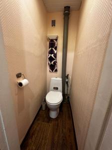 a small bathroom with a toilet in a hallway at Family Apartment near Kadriorg Swan Pond in Tallinn