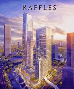 a rendering of a city with tall buildings at Raffles Executive Apartment - Guangzhou Huijin International Finance Center, Keyun Road Metro Station Branch-Canton Fair Free Shuttle in Guangzhou