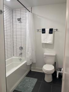 ein Badezimmer mit einem WC, einer Badewanne und einem Waschbecken in der Unterkunft Closetobroadwayairportoprymillsgameroom in Nashville