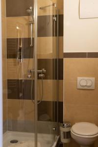 a bathroom with a shower and a toilet at My Place in Lautzenhausen