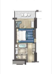 een plattegrond van een appartement met een zwembad bij City of Dreams Mediterranean - Integrated Resort, Casino & Entertainment in Limassol