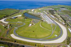 an aerial view of a race track next to the ocean at 7 Gilmore Street, Smiths Beach in Smiths Beach